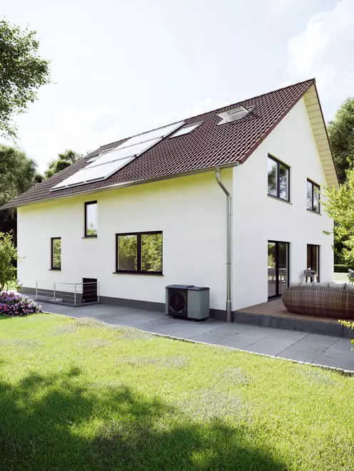 New building with solar thermal on the roof