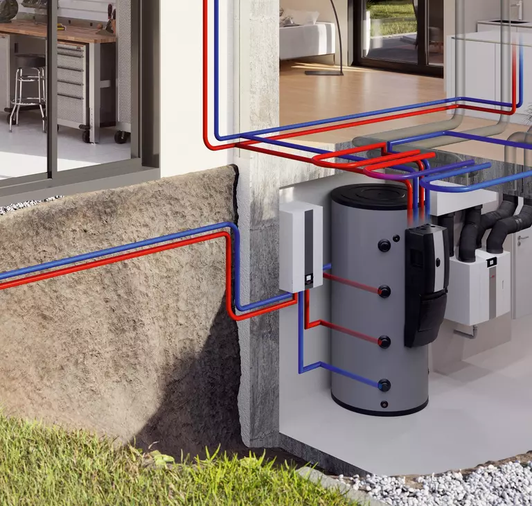 Sectional view of house with storage