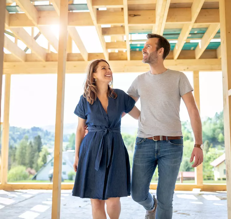 Couple in new building