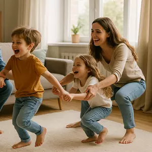 Familie im Wohnzimmer macht Spaß