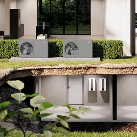 2 FHA Wärmepumpen nebeneinander, Kaskade Schnittbild