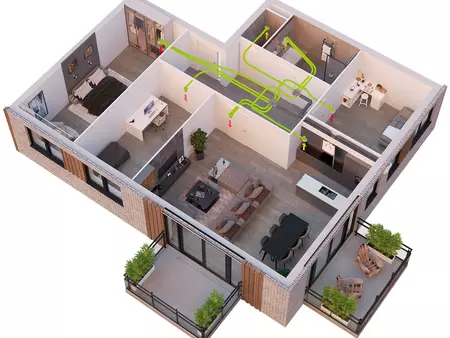 Einbausituation FWL-200 Wohnraumlüftung Wohnung