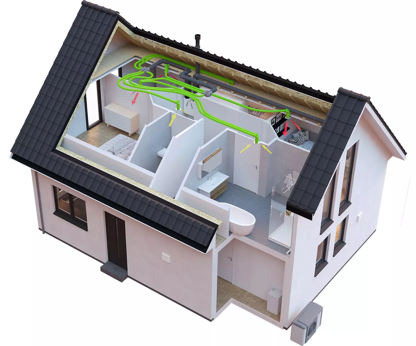 Einbausituation FWL-200 Wohnraumlüftung