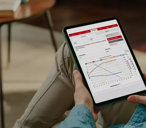 Darstellung Tablet mit Heizreport Tool
