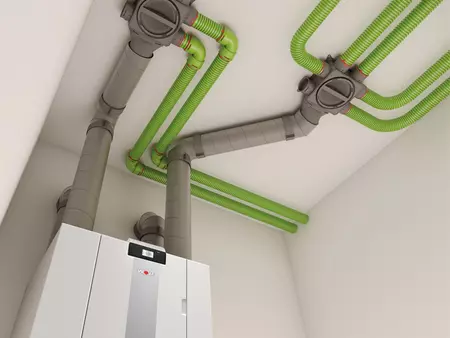 Sistemas WOLF con ventilación en estrella y Espacios sostenibles. Generación por condensación de gas/gasóleo y sistemas de ventilación 