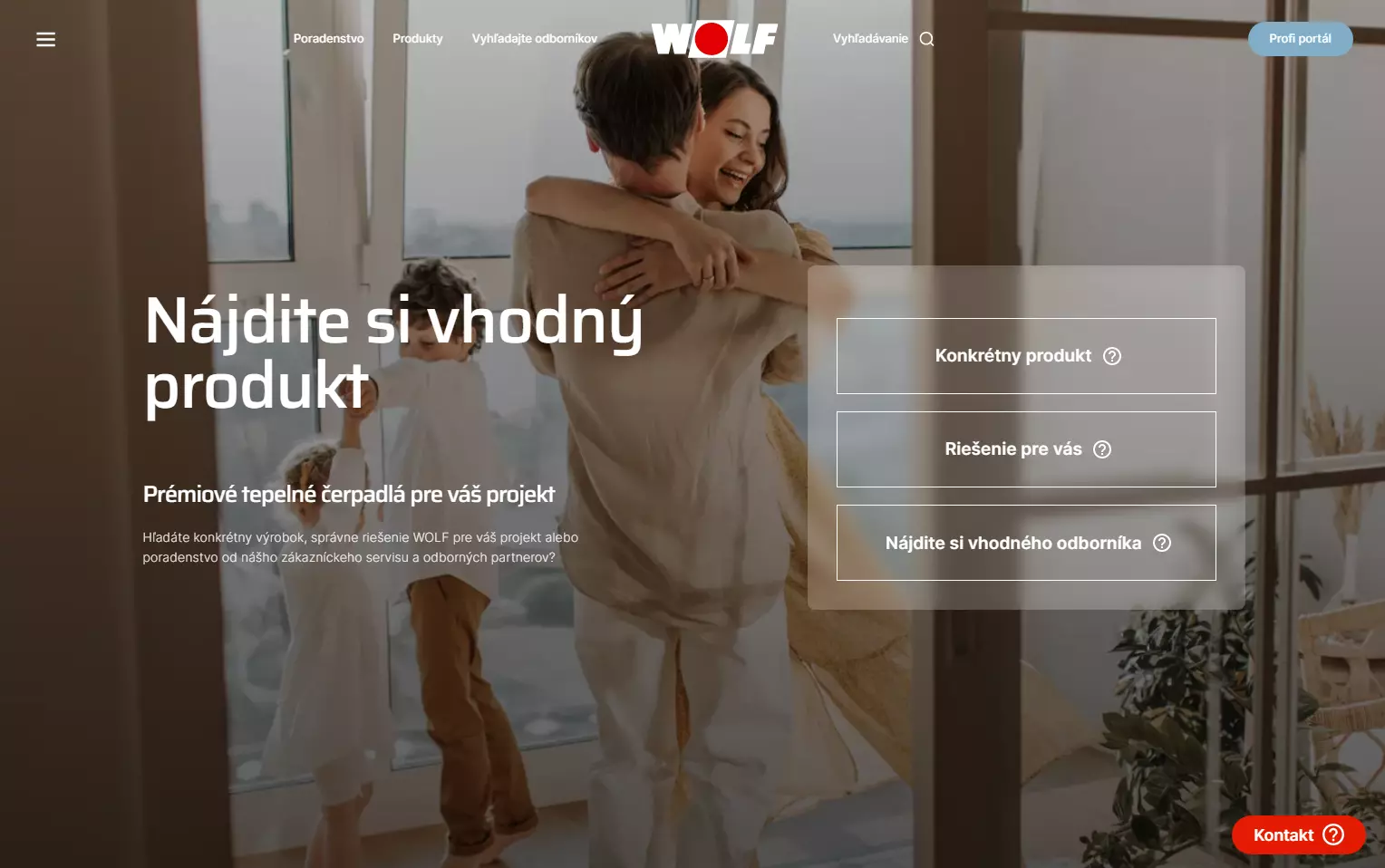 ukážka úvodnej stránky novej web stránky WOLF Česká republika